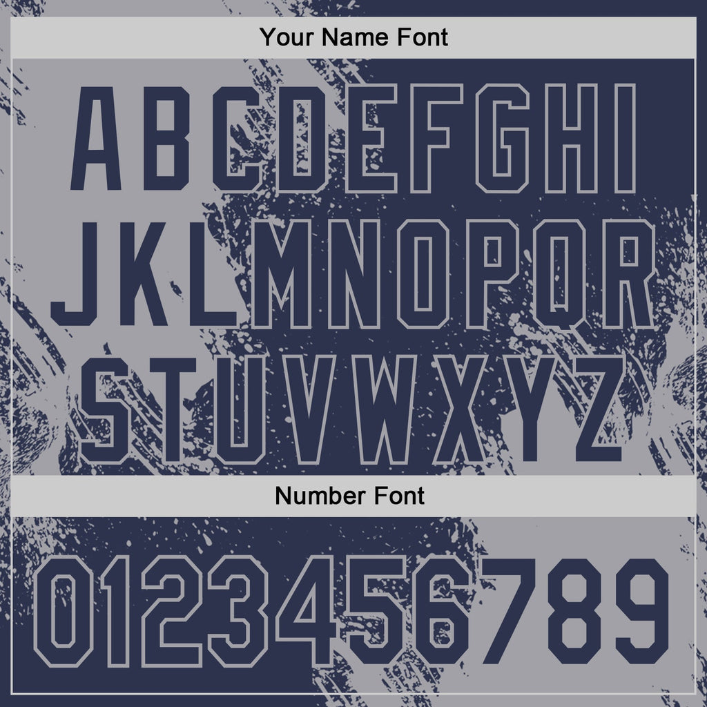 Custom Navy-Gray Abstract Brush Stroke Authentic Baseball Jersey