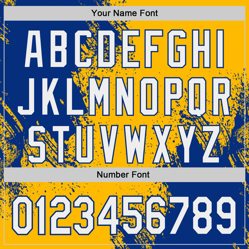 Custom Gold White-Royal Abstract Brush Stroke Authentic Baseball Jersey