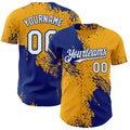 Custom Gold White-Royal Abstract Brush Stroke Authentic Baseball Jersey