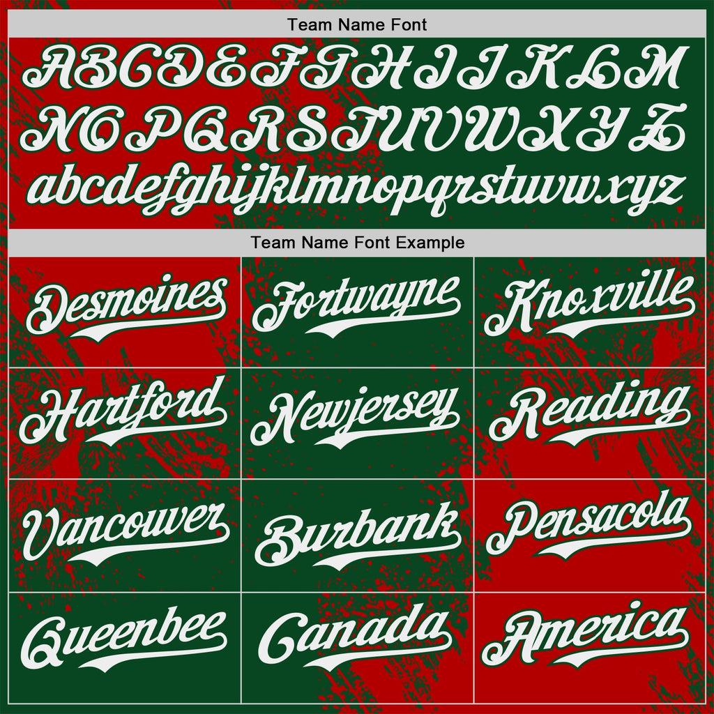 Custom Green White-Red Abstract Brush Stroke Authentic Baseball Jersey