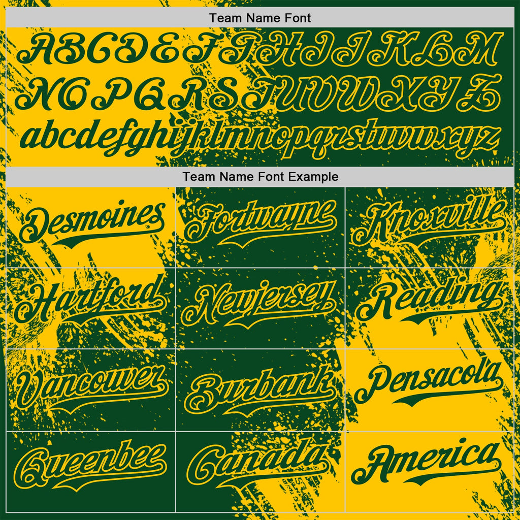 Custom Green-Yellow Abstract Brush Stroke Authentic Baseball Jersey