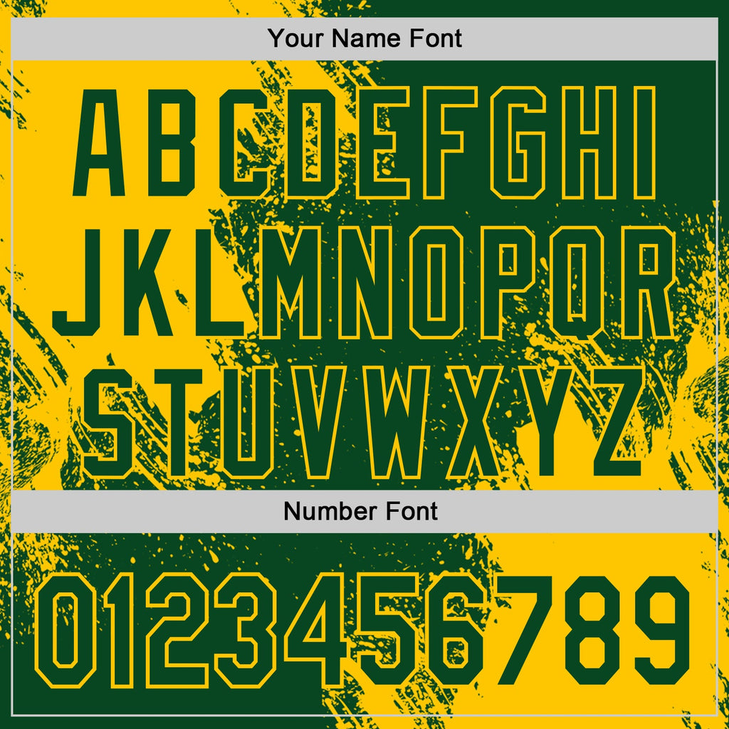 Custom Green-Yellow Abstract Brush Stroke Authentic Baseball Jersey