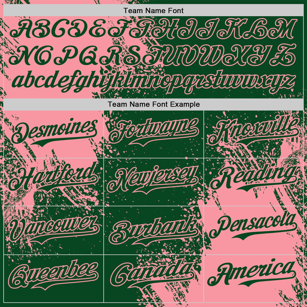 Custom Green-Medium Pink Abstract Brush Stroke Authentic Baseball Jersey