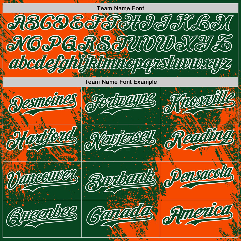 Custom Green Orange-White Abstract Brush Stroke Authentic Baseball Jersey