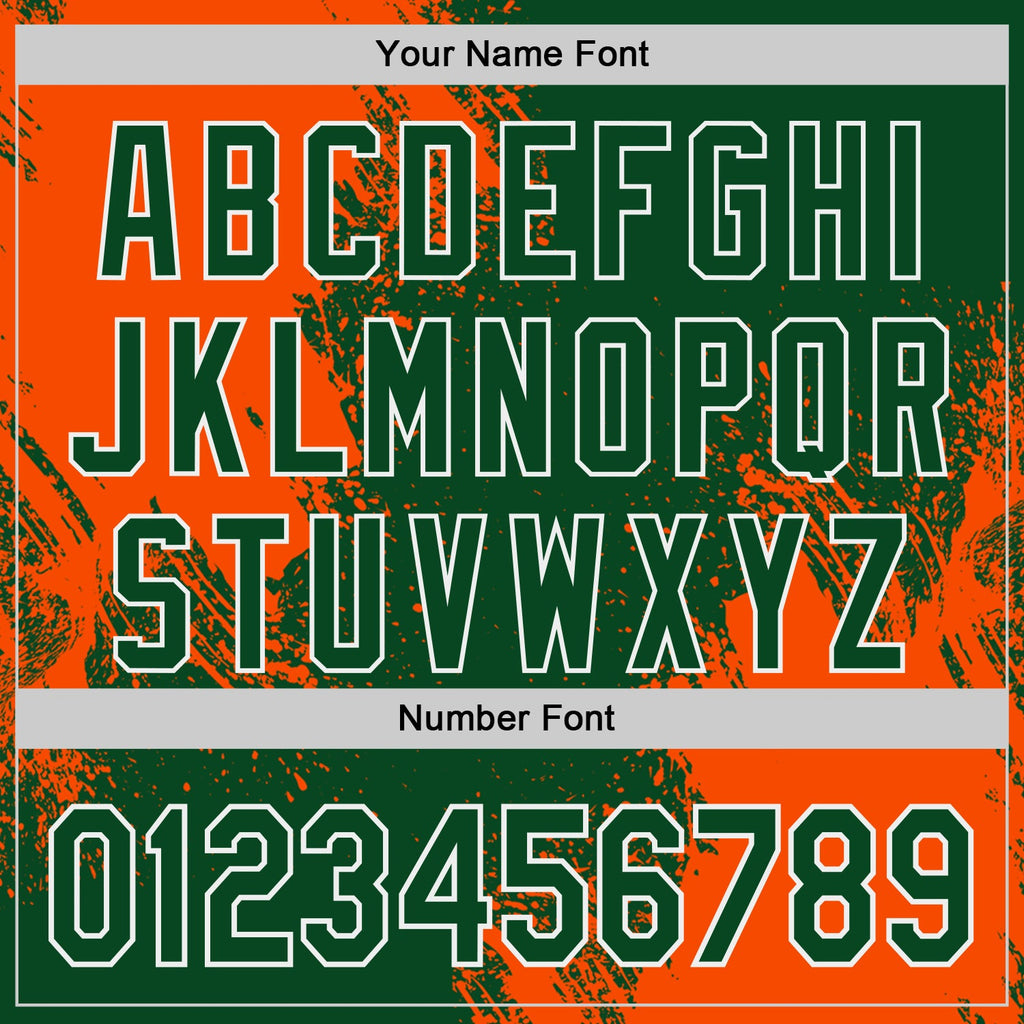 Custom Green Orange-White Abstract Brush Stroke Authentic Baseball Jersey