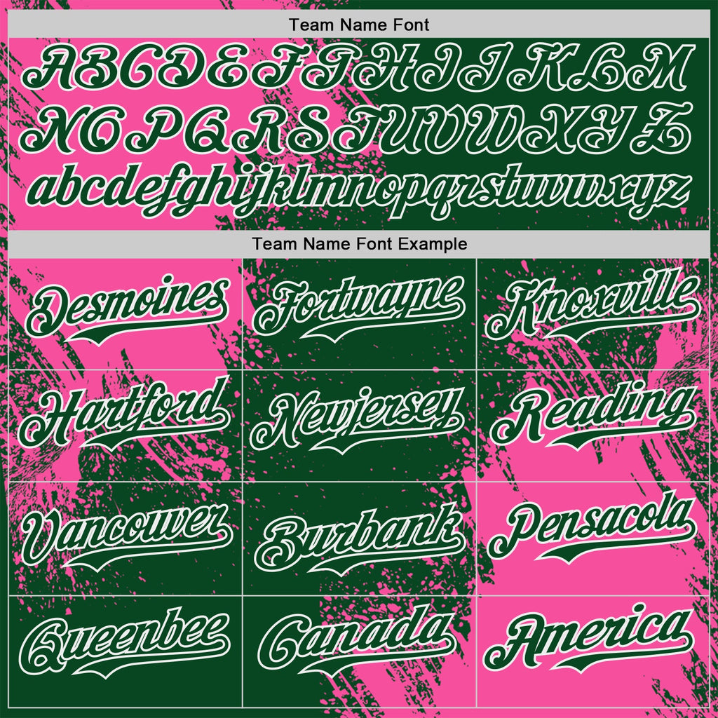 Custom Green Pink-White Abstract Brush Stroke Authentic Baseball Jersey
