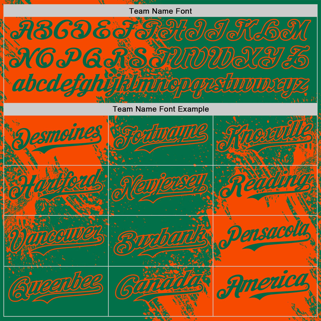 Custom Kelly Green-Orange Abstract Brush Stroke Authentic Baseball Jersey