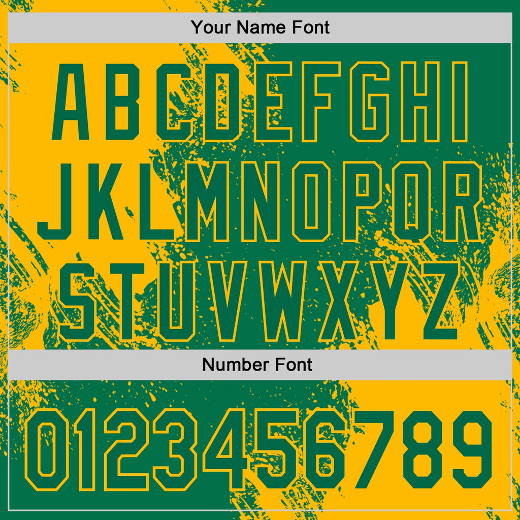Custom Kelly Green-Gold Abstract Brush Stroke Authentic Baseball Jersey