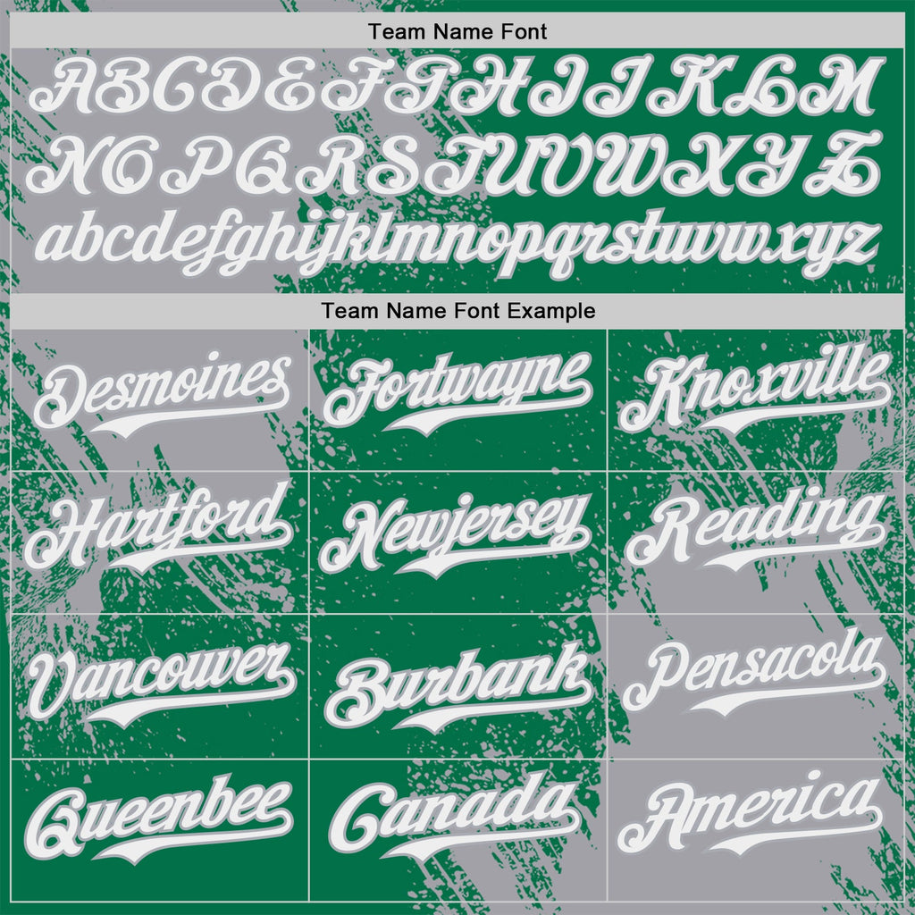 Custom Kelly Green White-Gray Abstract Brush Stroke Authentic Baseball Jersey