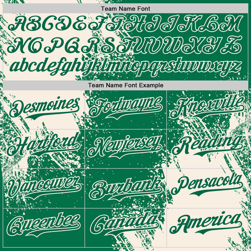 Custom Kelly Green-Cream Abstract Brush Stroke Authentic Baseball Jersey