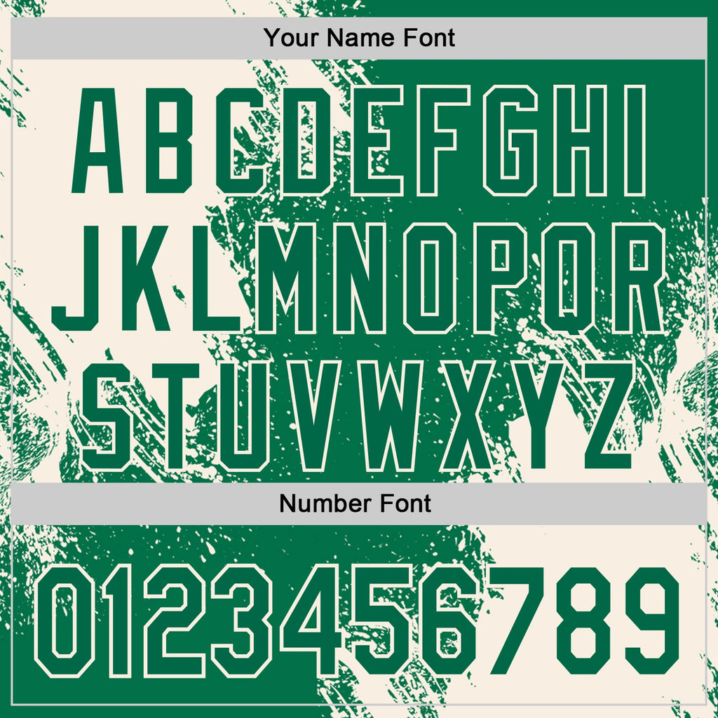 Custom Kelly Green-Cream Abstract Brush Stroke Authentic Baseball Jersey