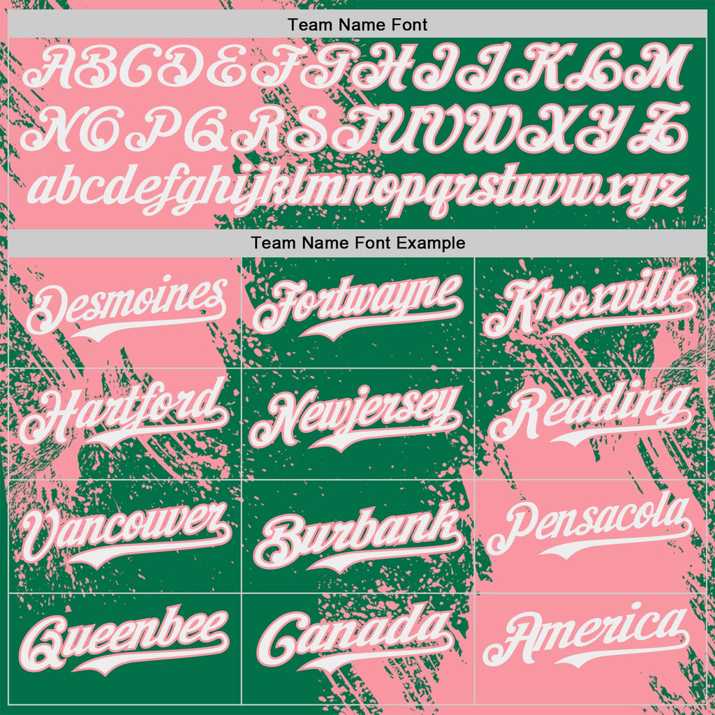 Custom Kelly Green White-Medium Pink Abstract Brush Stroke Authentic Baseball Jersey