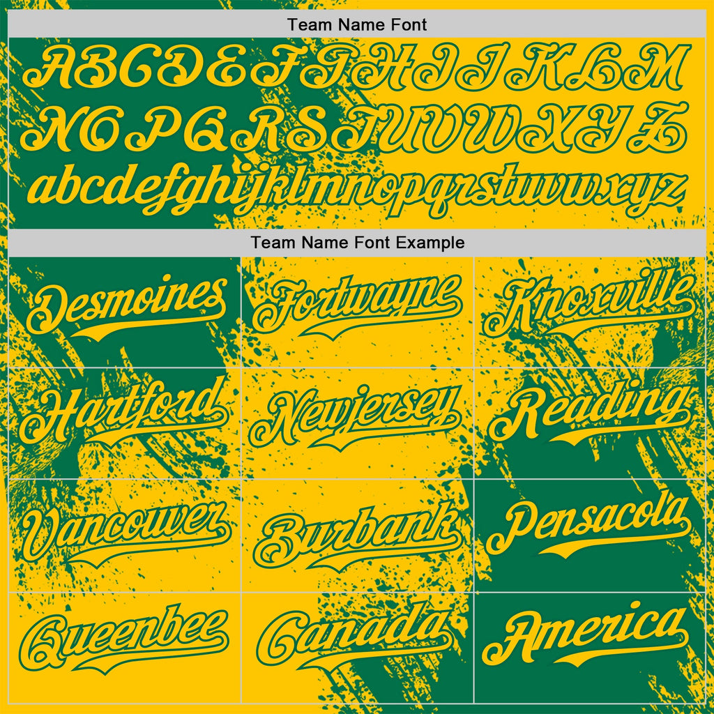 Custom Yellow-Kelly Green Abstract Brush Stroke Authentic Baseball Jersey
