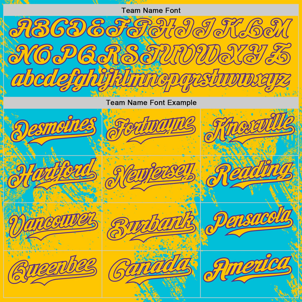 Custom Yellow Lakes Blue-Purple Abstract Brush Stroke Authentic Baseball Jersey