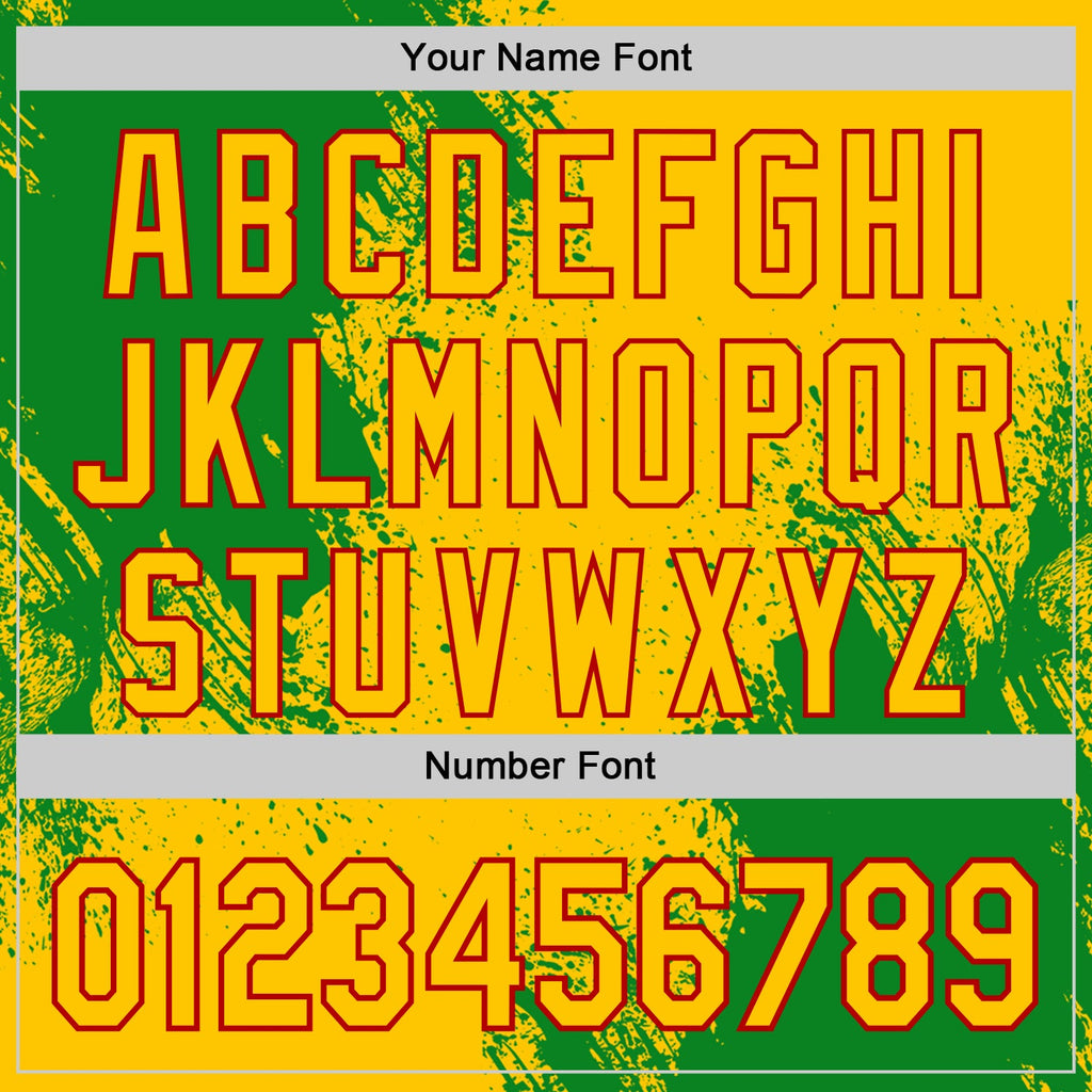 Custom Yellow Grass Green-Red Abstract Brush Stroke Authentic Baseball Jersey