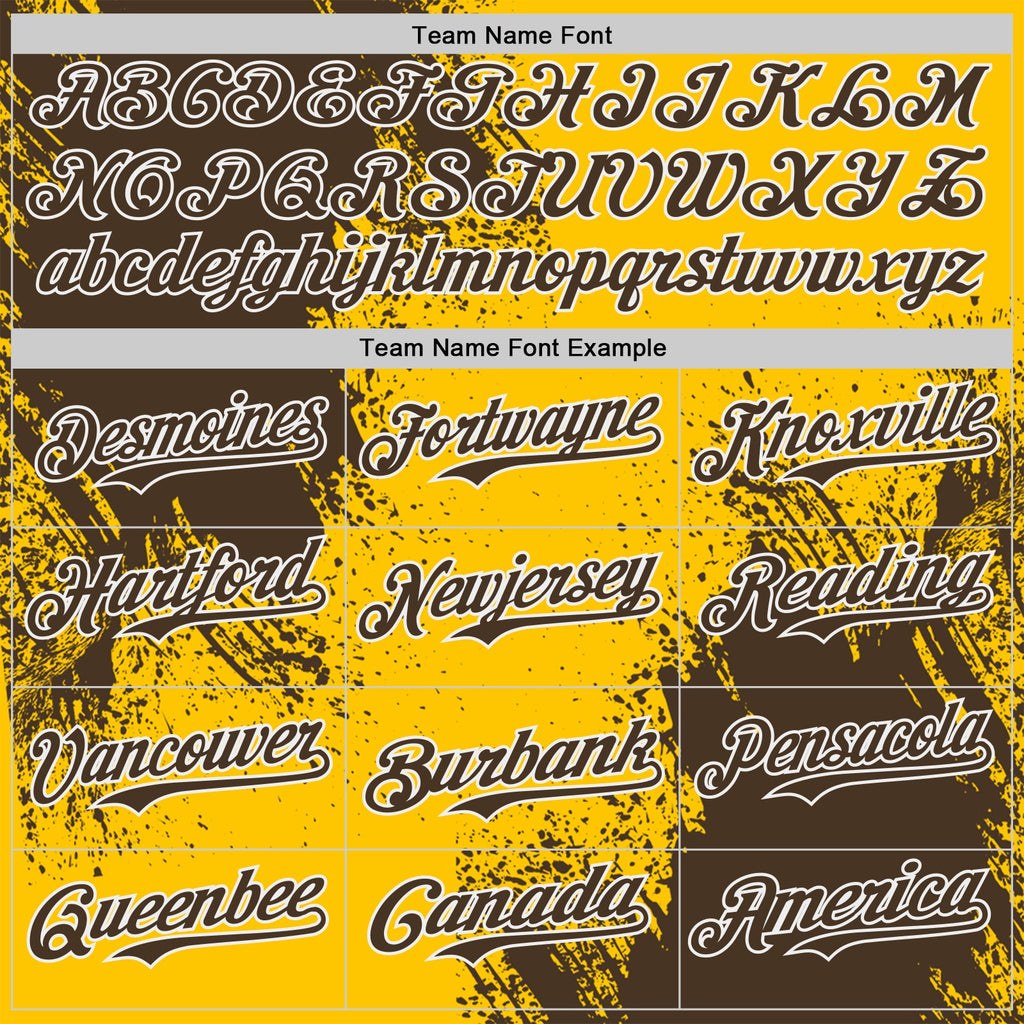 Custom Yellow Brown-White Abstract Brush Stroke Authentic Baseball Jersey
