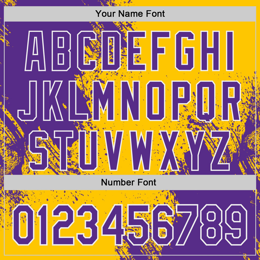 Custom Yellow Purple-White Abstract Brush Stroke Authentic Baseball Jersey