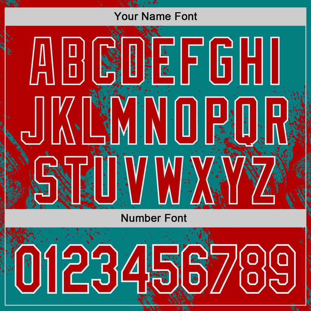 Custom Teal Red-White Abstract Brush Stroke Authentic Baseball Jersey