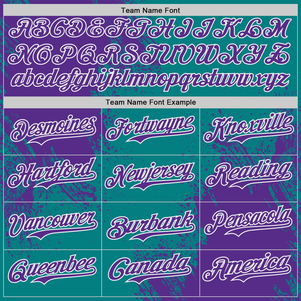 Custom Teal Purple-White Abstract Brush Stroke Authentic Baseball Jersey