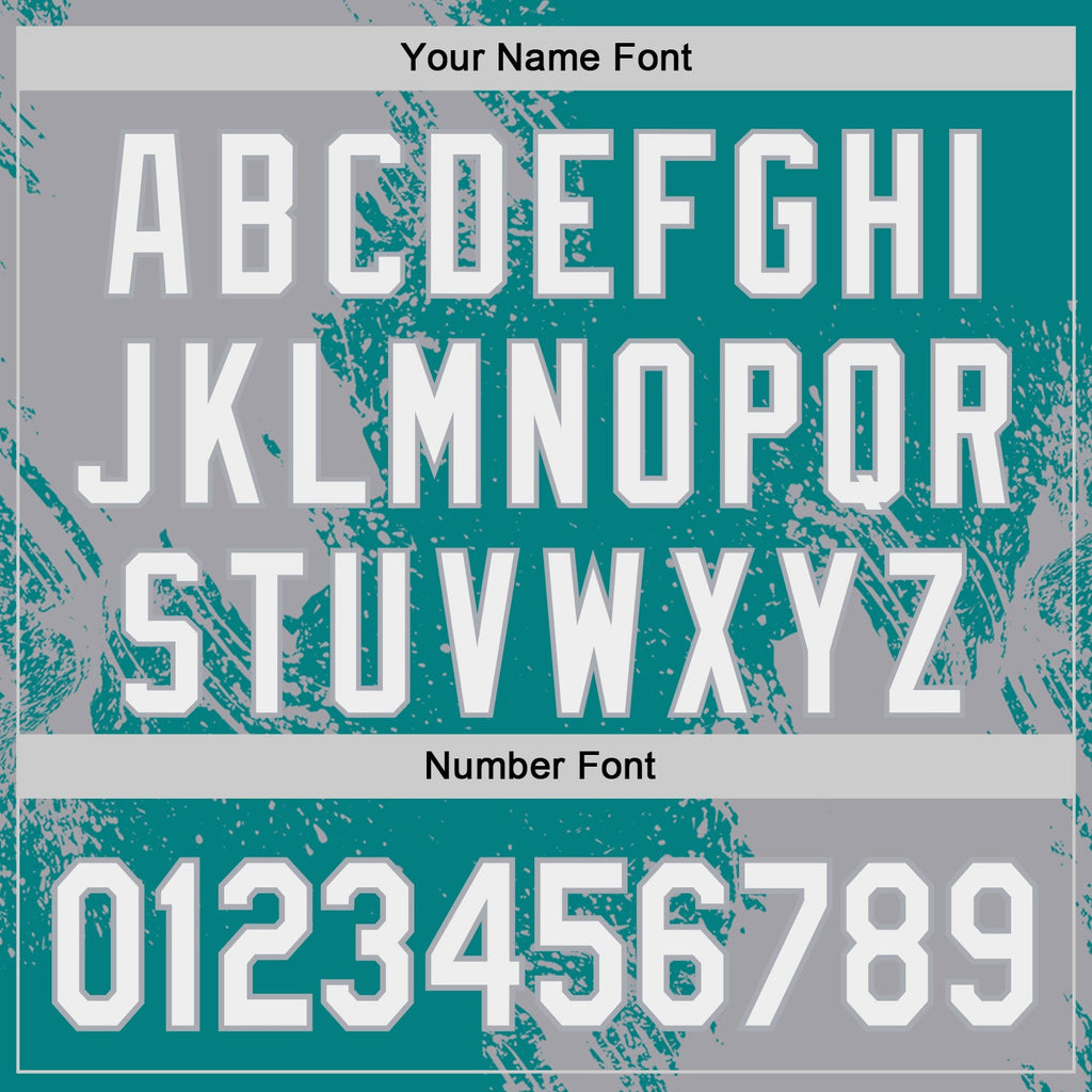 Custom Teal White-Gray Abstract Brush Stroke Authentic Baseball Jersey