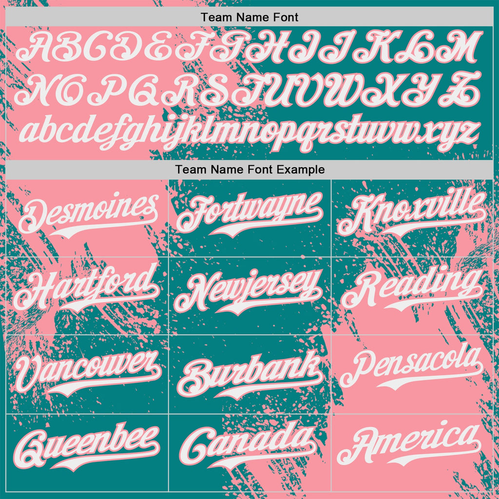 Custom Teal White-Medium Pink Abstract Brush Stroke Authentic Baseball Jersey