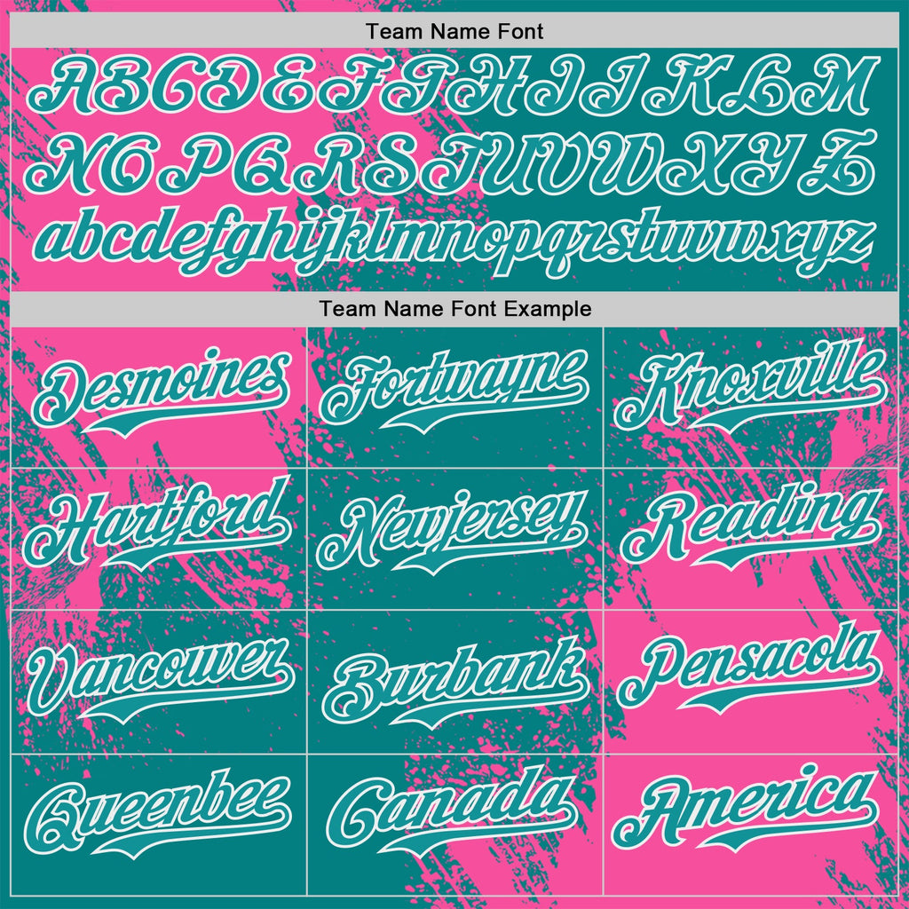 Custom Teal Pink-White Abstract Brush Stroke Authentic Baseball Jersey