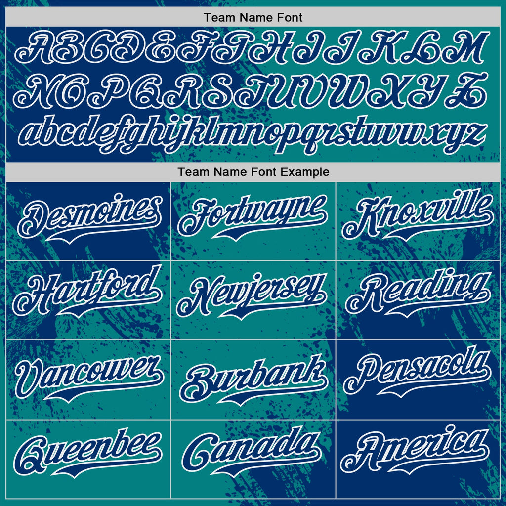 Custom Teal US Navy Blue-White Abstract Brush Stroke Authentic Baseball Jersey
