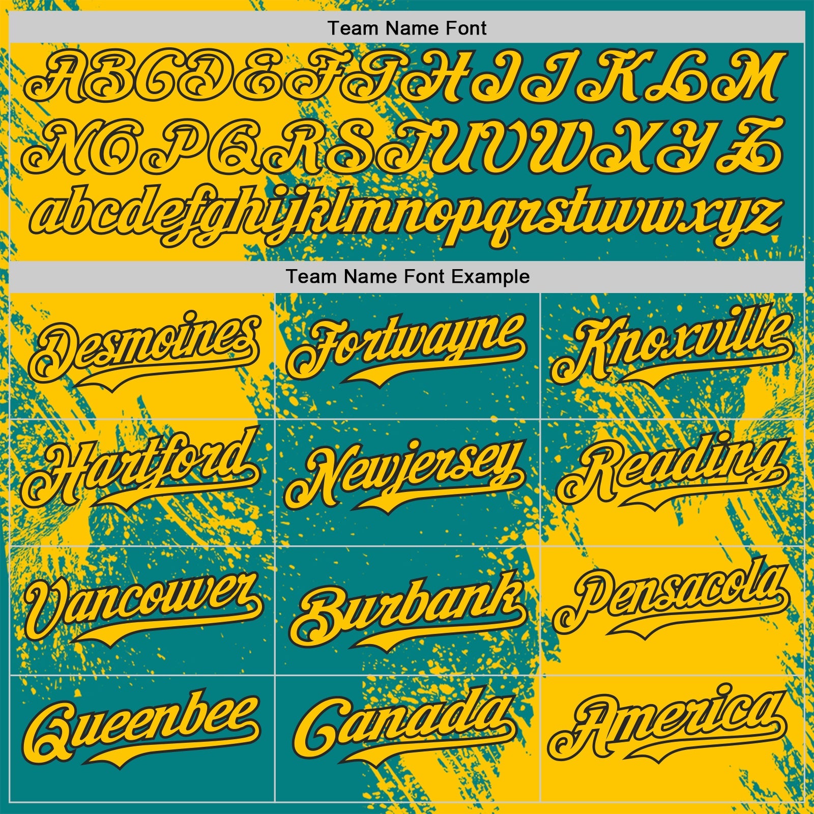 Custom Teal Yellow-Black Abstract Brush Stroke Authentic Baseball Jersey
