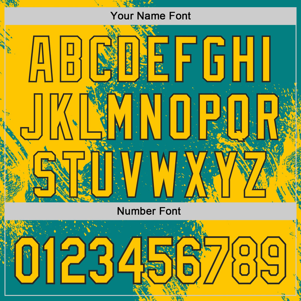Custom Teal Yellow-Black Abstract Brush Stroke Authentic Baseball Jersey
