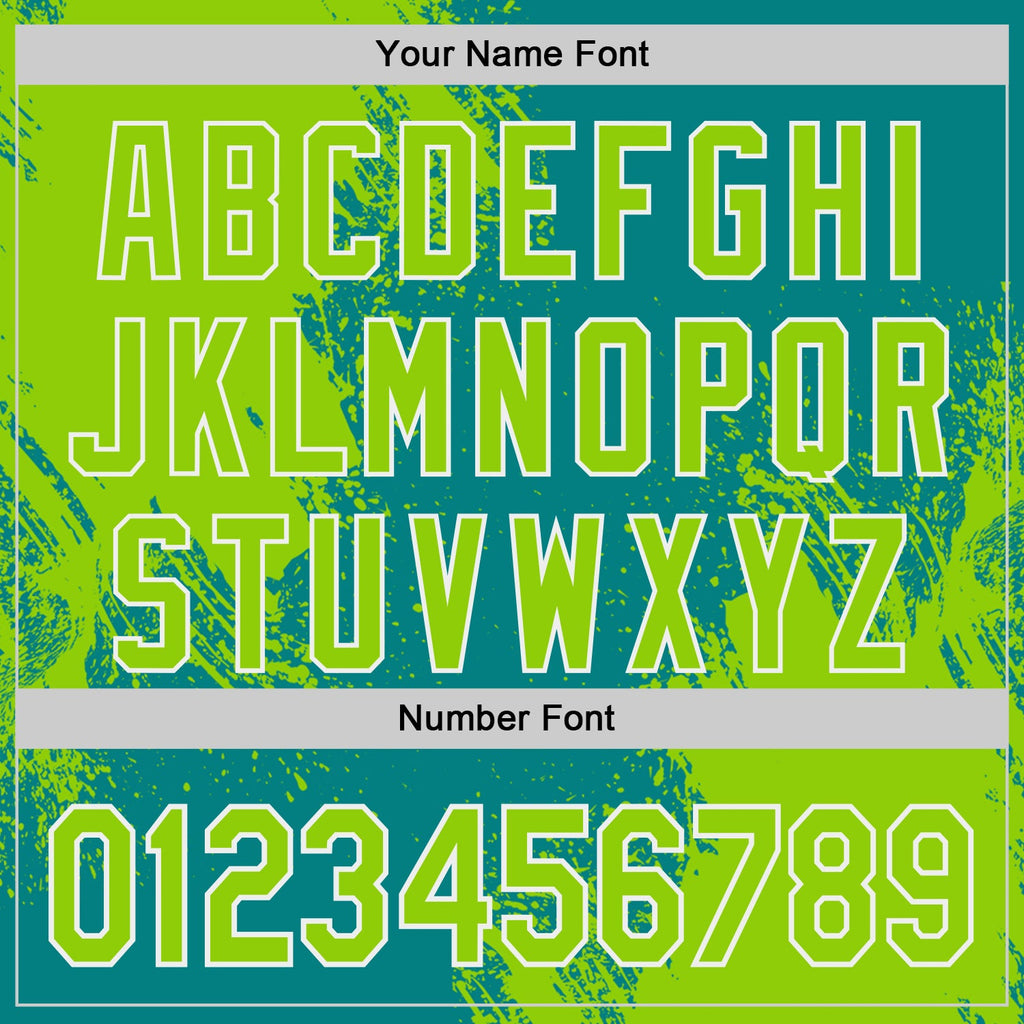 Custom Teal Neon Green-White Abstract Brush Stroke Authentic Baseball Jersey