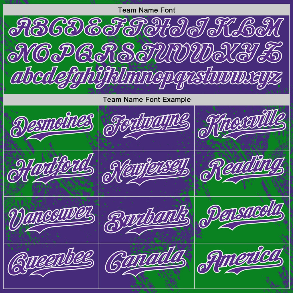 Custom Purple Grass Green-White Abstract Brush Stroke Authentic Baseball Jersey