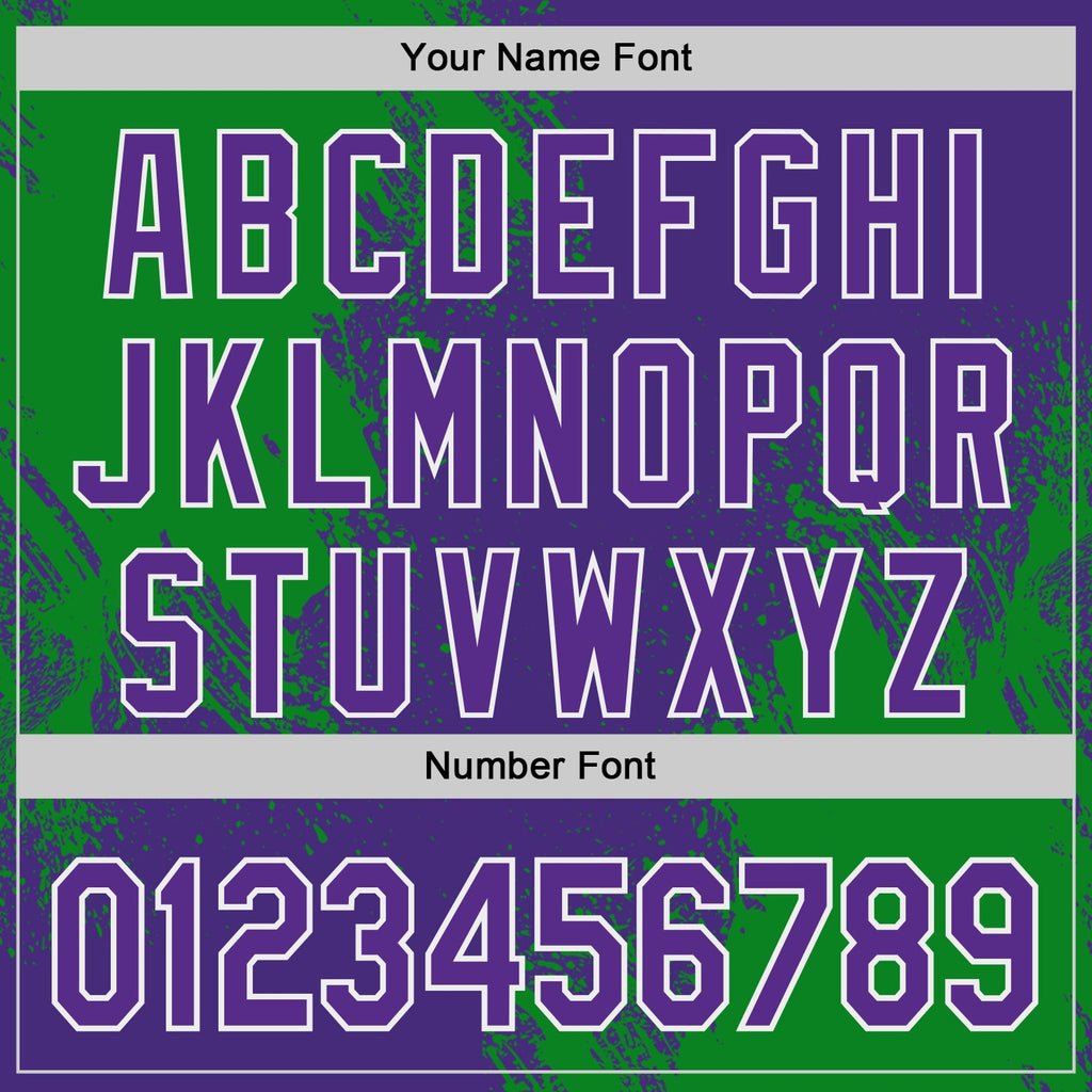 Custom Purple Grass Green-White Abstract Brush Stroke Authentic Baseball Jersey