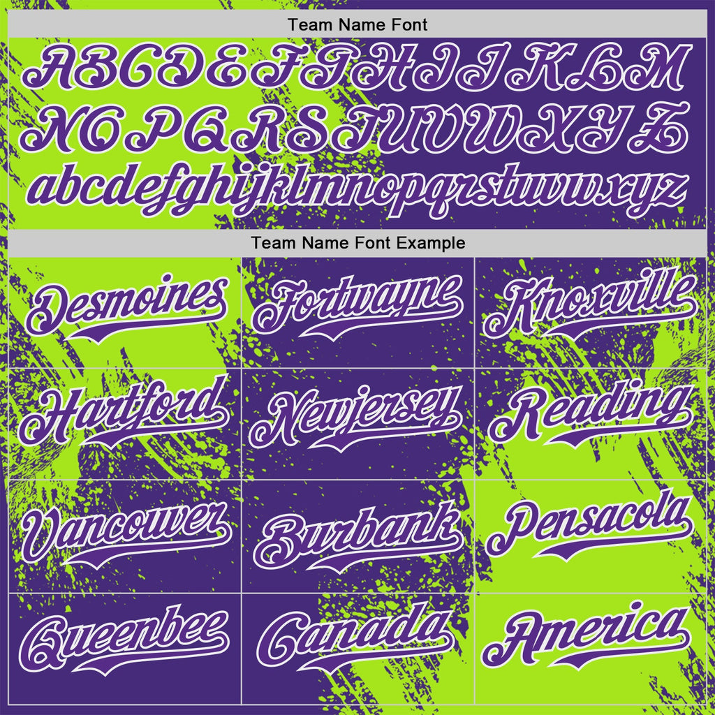 Custom Purple Neon Green-White Abstract Brush Stroke Authentic Baseball Jersey