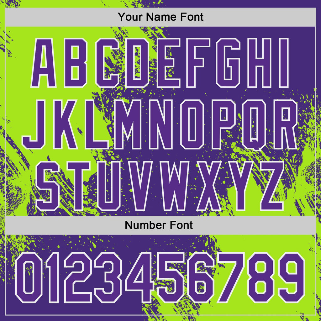 Custom Purple Neon Green-White Abstract Brush Stroke Authentic Baseball Jersey