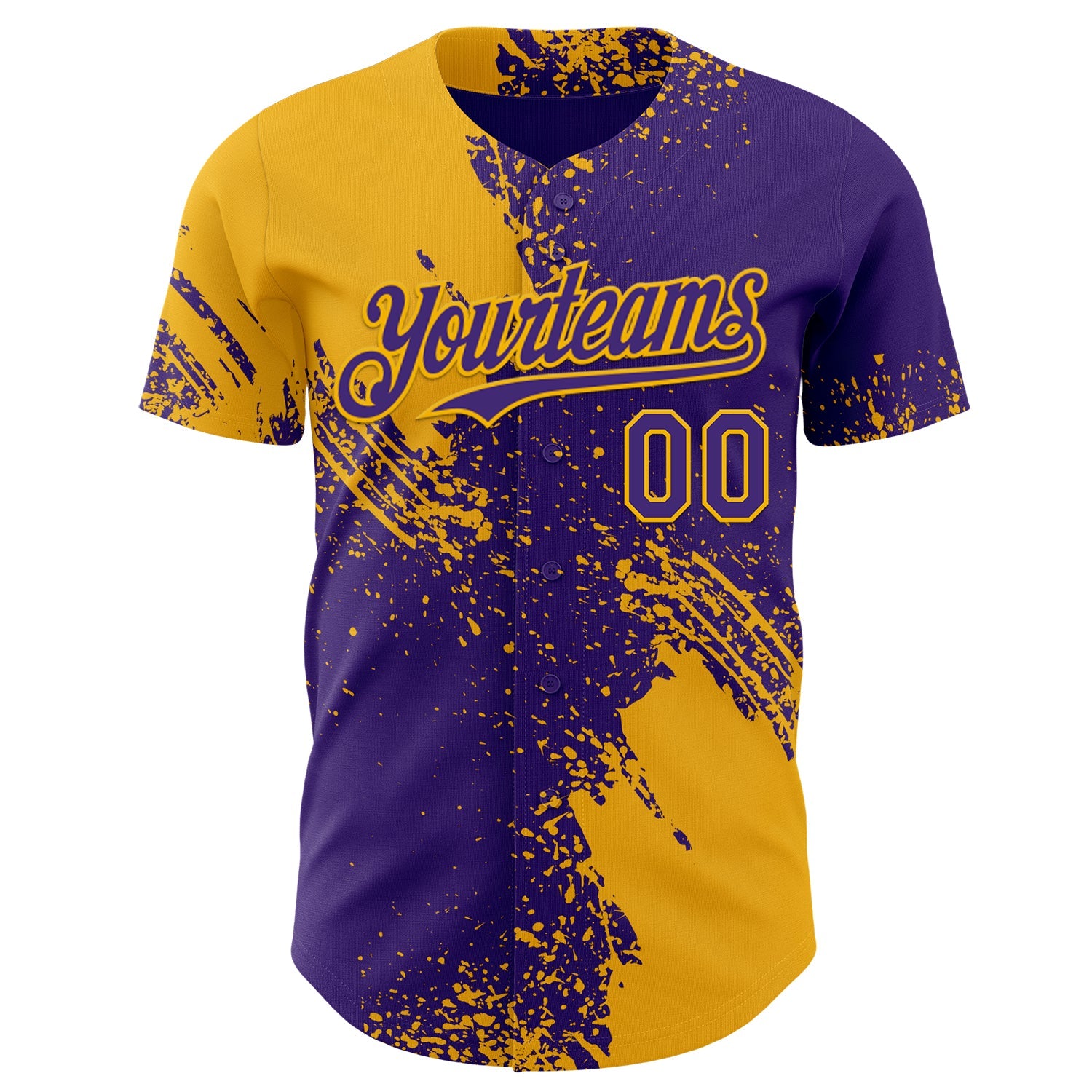 Custom Purple-Gold Abstract Brush Stroke Authentic Baseball Jersey