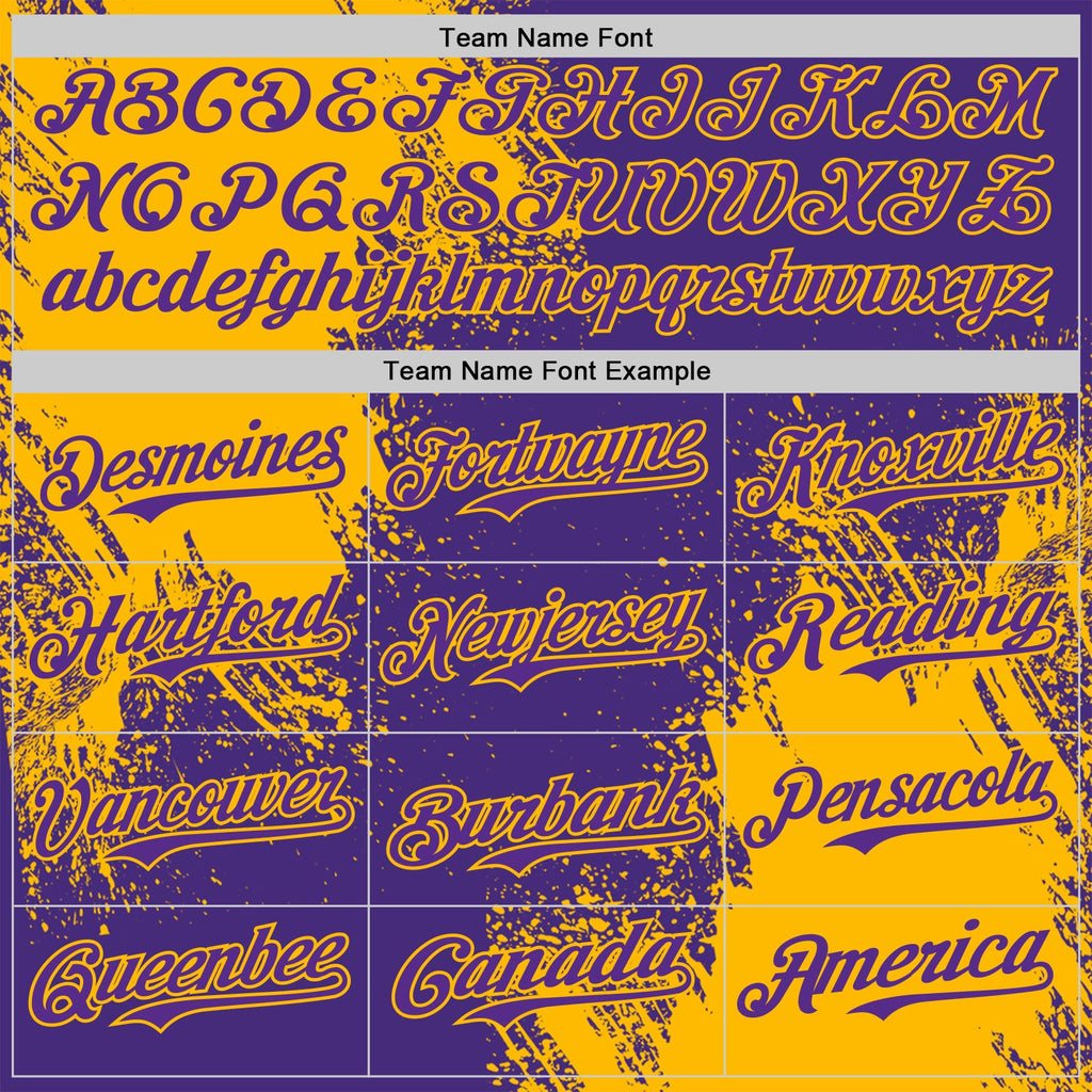 Custom Purple-Gold Abstract Brush Stroke Authentic Baseball Jersey
