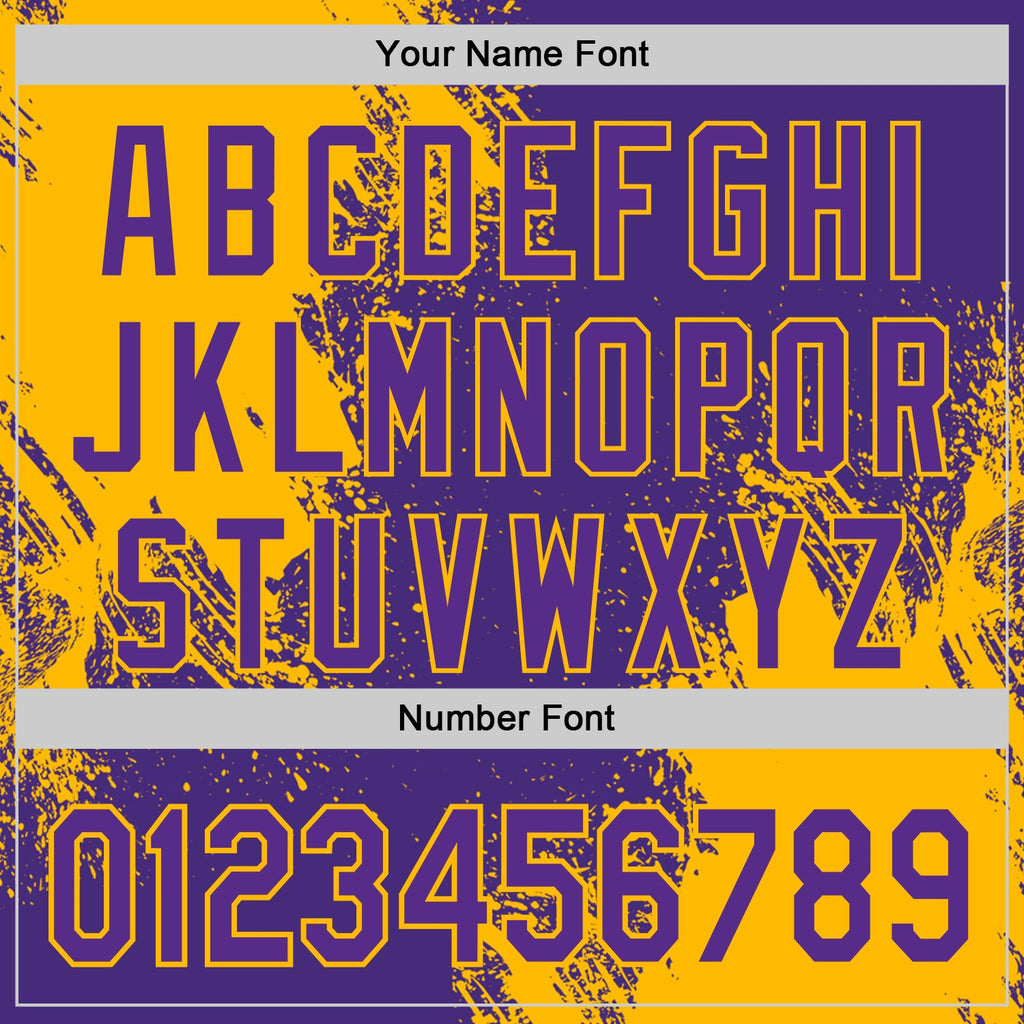 Custom Purple-Gold Abstract Brush Stroke Authentic Baseball Jersey