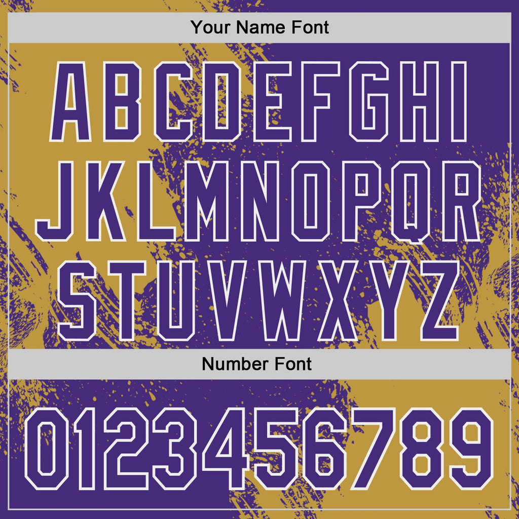Custom Purple Old Gold-White Abstract Brush Stroke Authentic Baseball Jersey
