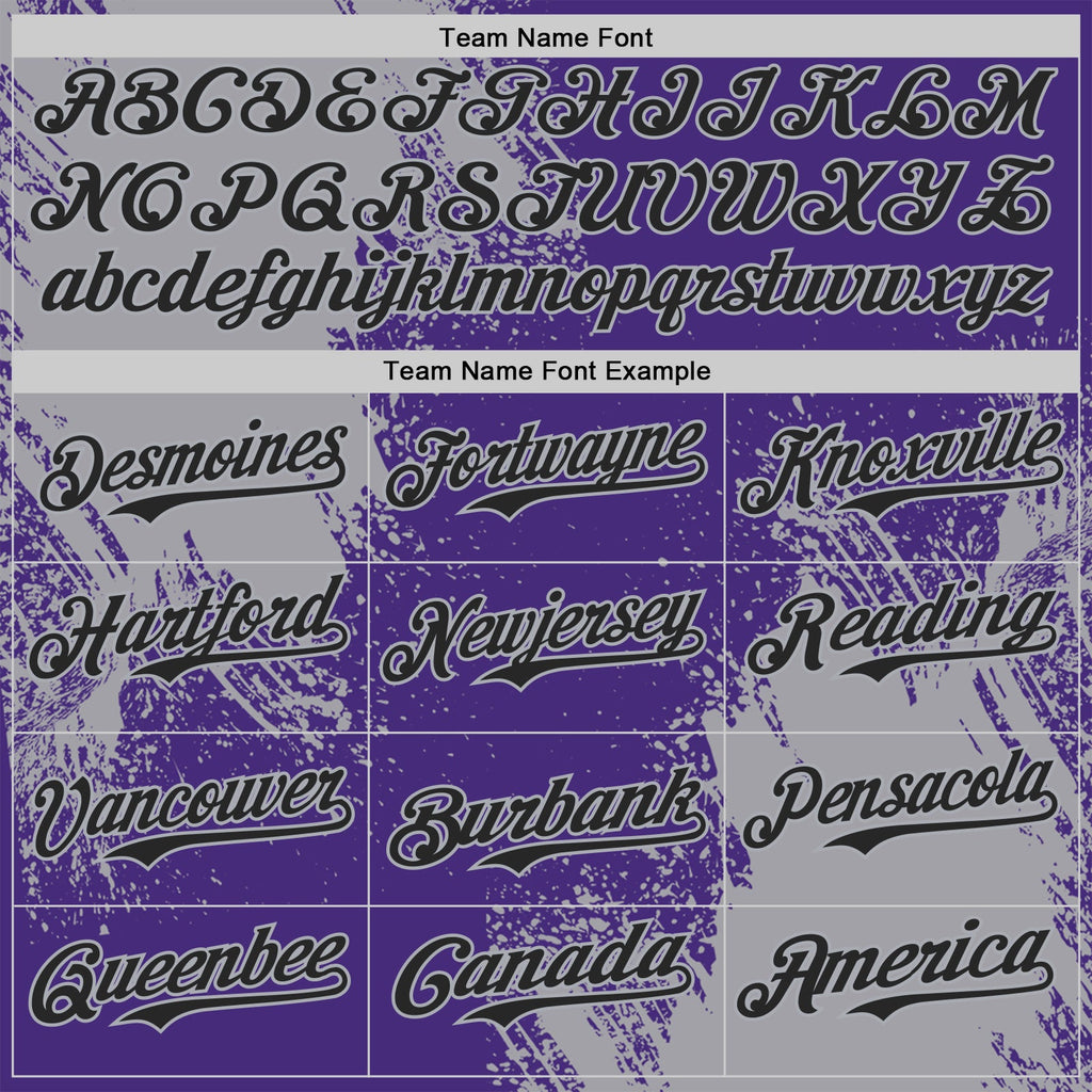 Custom Purple Black-Gray Abstract Brush Stroke Authentic Baseball Jersey