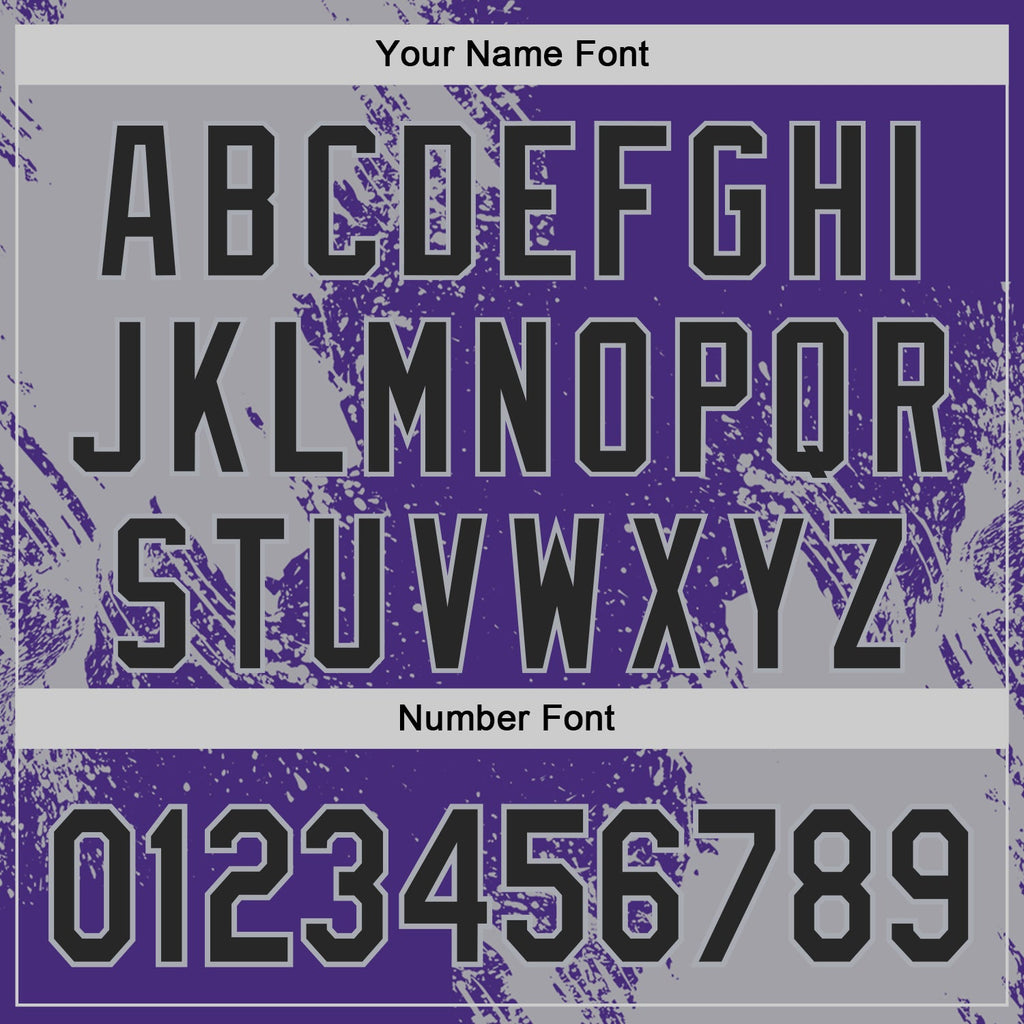 Custom Purple Black-Gray Abstract Brush Stroke Authentic Baseball Jersey