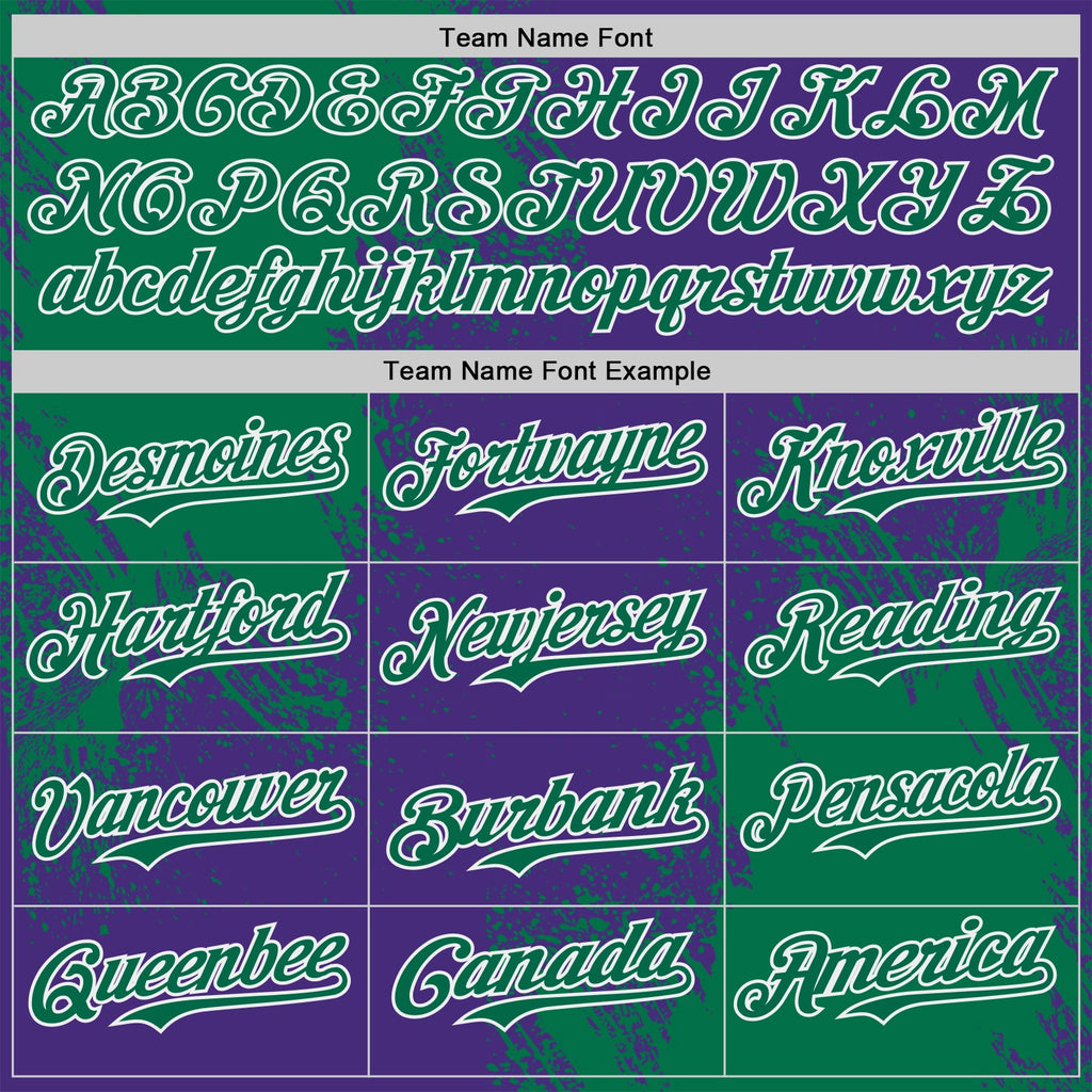 Custom Purple Kelly Green-White Abstract Brush Stroke Authentic Baseball Jersey