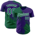 Custom Purple Kelly Green-White Abstract Brush Stroke Authentic Baseball Jersey