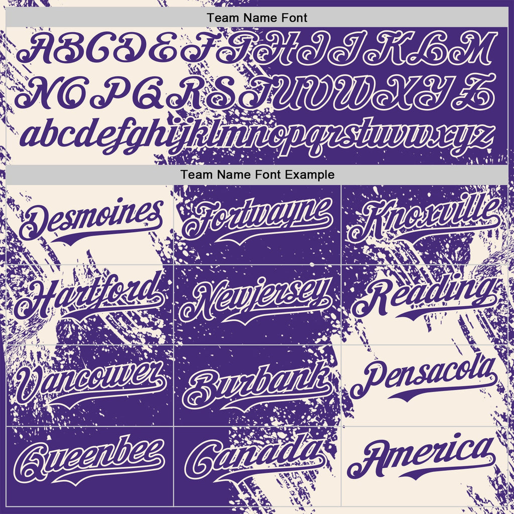 Custom Purple-Cream Abstract Brush Stroke Authentic Baseball Jersey