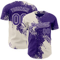 Custom Purple-Cream Abstract Brush Stroke Authentic Baseball Jersey