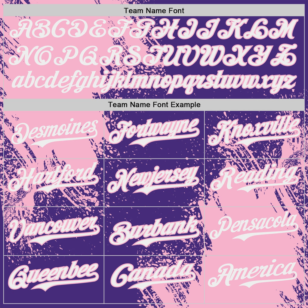 Custom Purple White-Light Pink Abstract Brush Stroke Authentic Baseball Jersey