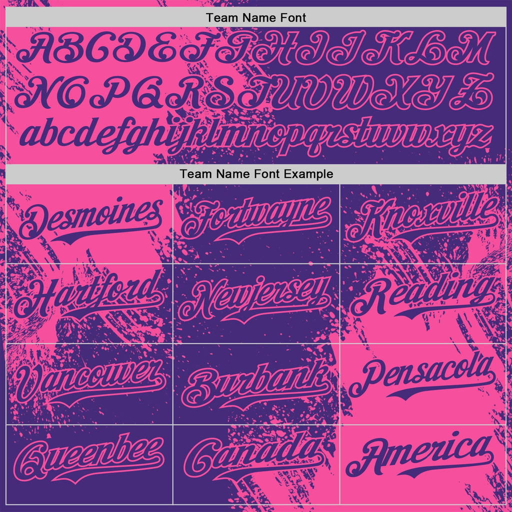 Custom Purple-Pink Abstract Brush Stroke Authentic Baseball Jersey