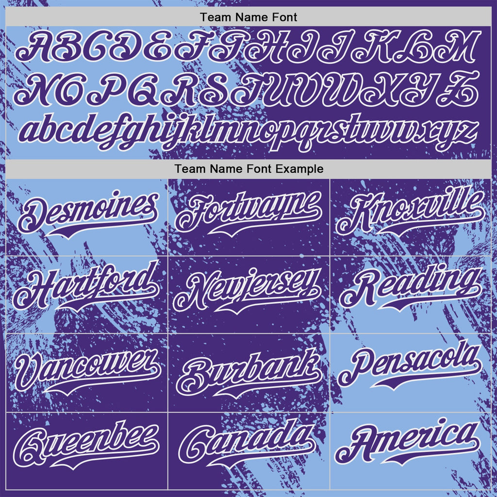 Custom Purple Light Blue-White Abstract Brush Stroke Authentic Baseball Jersey