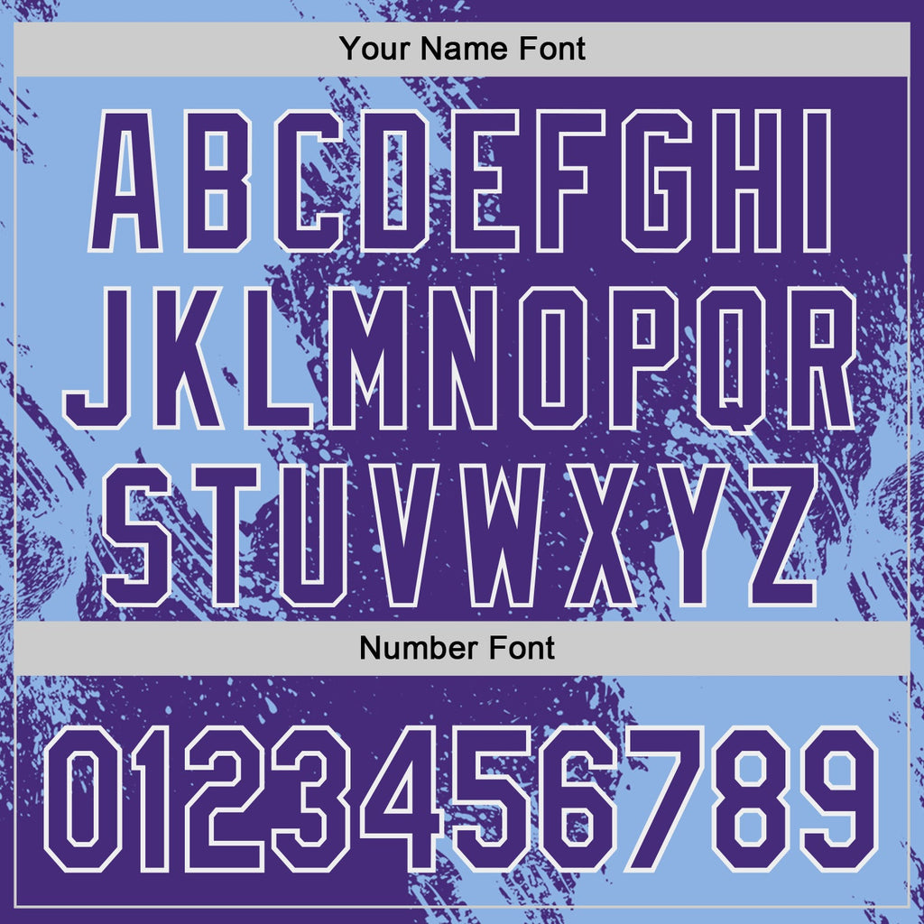 Custom Purple Light Blue-White Abstract Brush Stroke Authentic Baseball Jersey