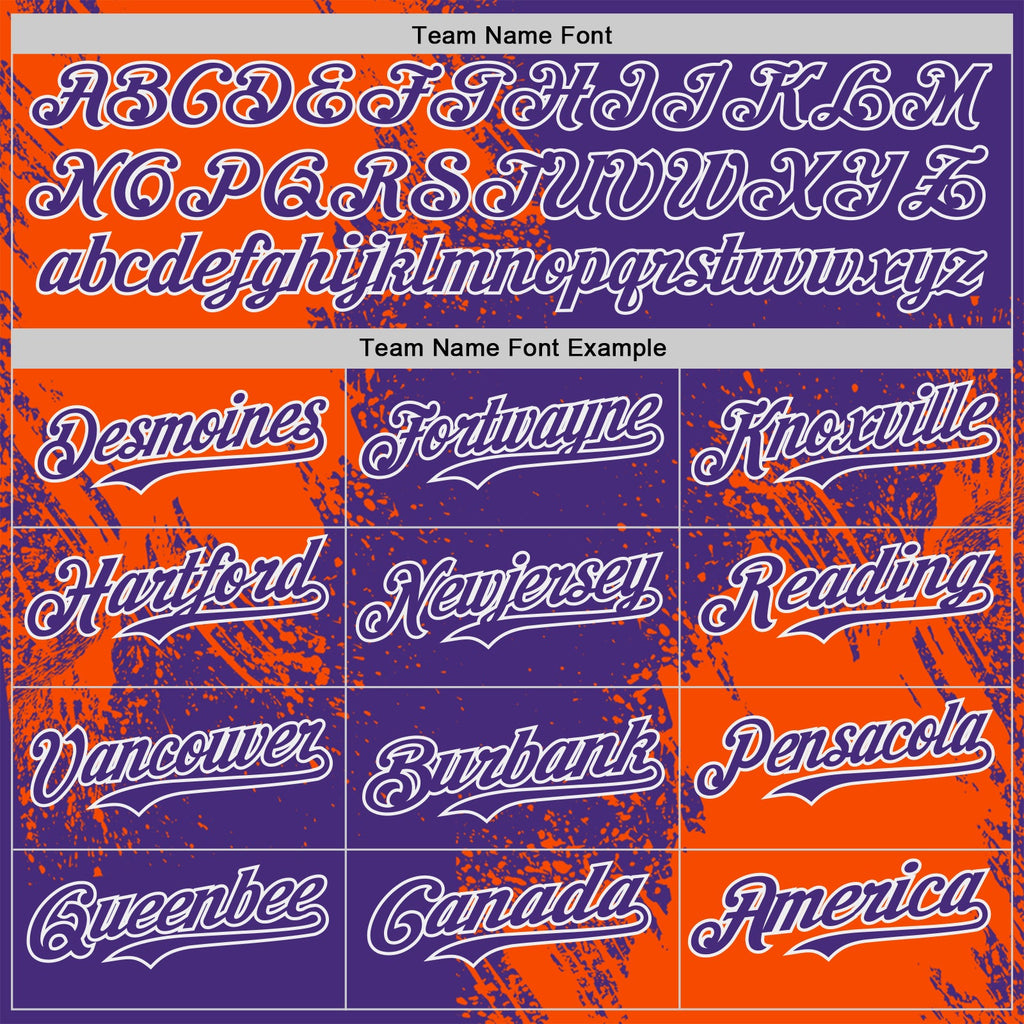 Custom Purple Orange-White Abstract Brush Stroke Authentic Baseball Jersey