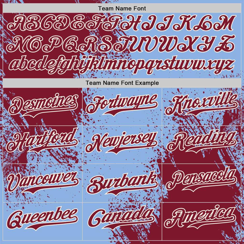 Custom Light Blue Crimson-Cream Abstract Brush Stroke Authentic Baseball Jersey